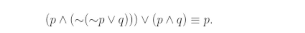 (p^ (~(~p V q))) v (pAq) = p.
