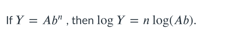If Y = Ab" , then log Y = n log(Ab).
%3D
