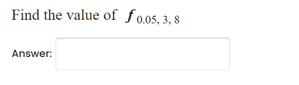 Find the value of f0.05, 3, 8
Answer:
