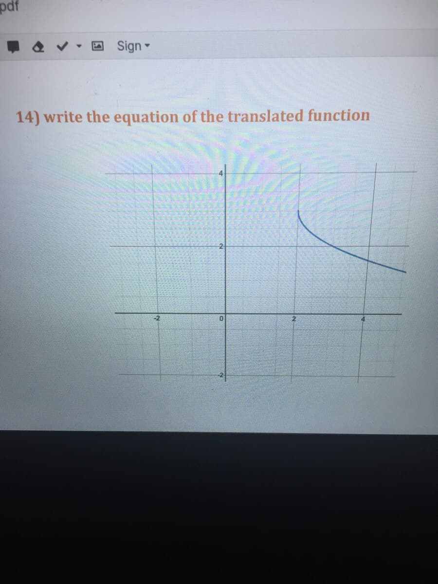 pdf
Sign
14) write the equation of the translated function
-2
