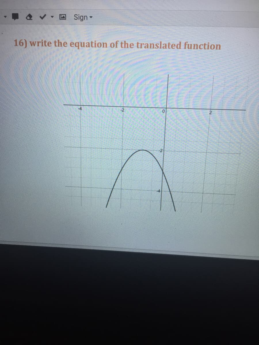 Sign
16) write the equation of the translated function
-2
2
