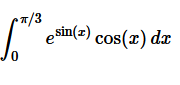 π/3
S™ esin(z) cos(r) dr
dx
0