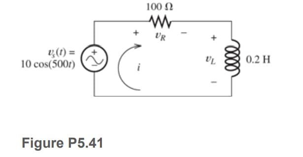 100 N
UR
v,(t) =
10 cos(500r)
0.2 H
Figure P5.41
