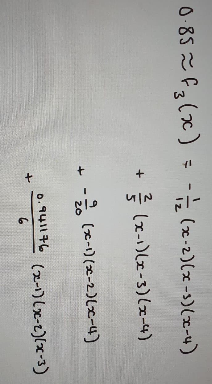 0:85 ~ P3(x) --는 (x-2)(x-s) (x-4)
를 (x-1)lz-s)(x-4)
-, (x-1)(x-2)(x-4)
20
o.9411구6
(2-1)(x-2)(x-3)
