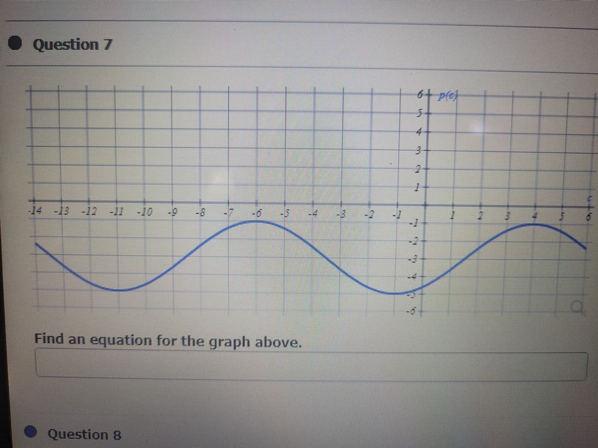 Question 7
-14 -13-12 -|| -10
Find an equation for the graph above.
• Question 8
