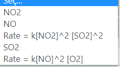 ..-Sas
NO2
NO
Rate = k[NO2]^2 [SO2]^2
SO2
Rate = k[NO]^2 [02]
