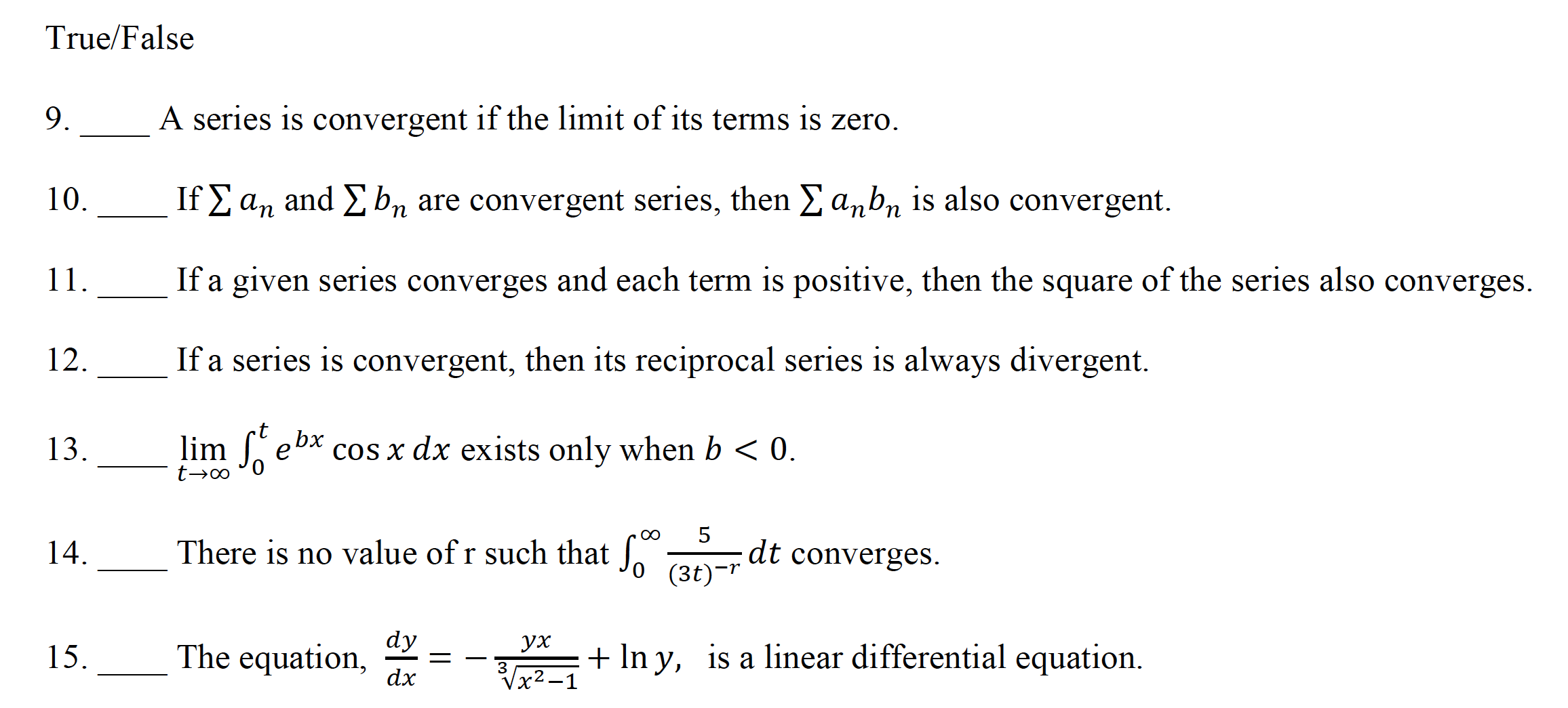 dt converges.
There is no value of r such that
(3t)-"
14.
