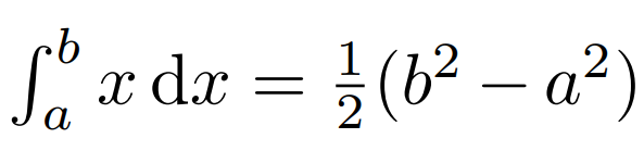 ·b
x dx = 1/2 (b² − a²)
α