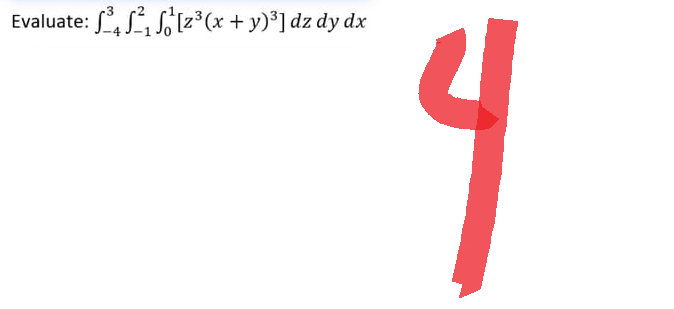 Evaluate: S4 S2, Sö[z3 (x + y)3] dz dy dx
4