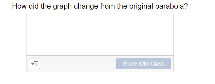 How did the graph change from the original parabola?
√
Share With Class