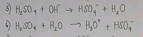 5) H₂SO4 + OH → HSO₂ + H₂O
6) H₂SO4 + H₂O → H₂O + HSO₂