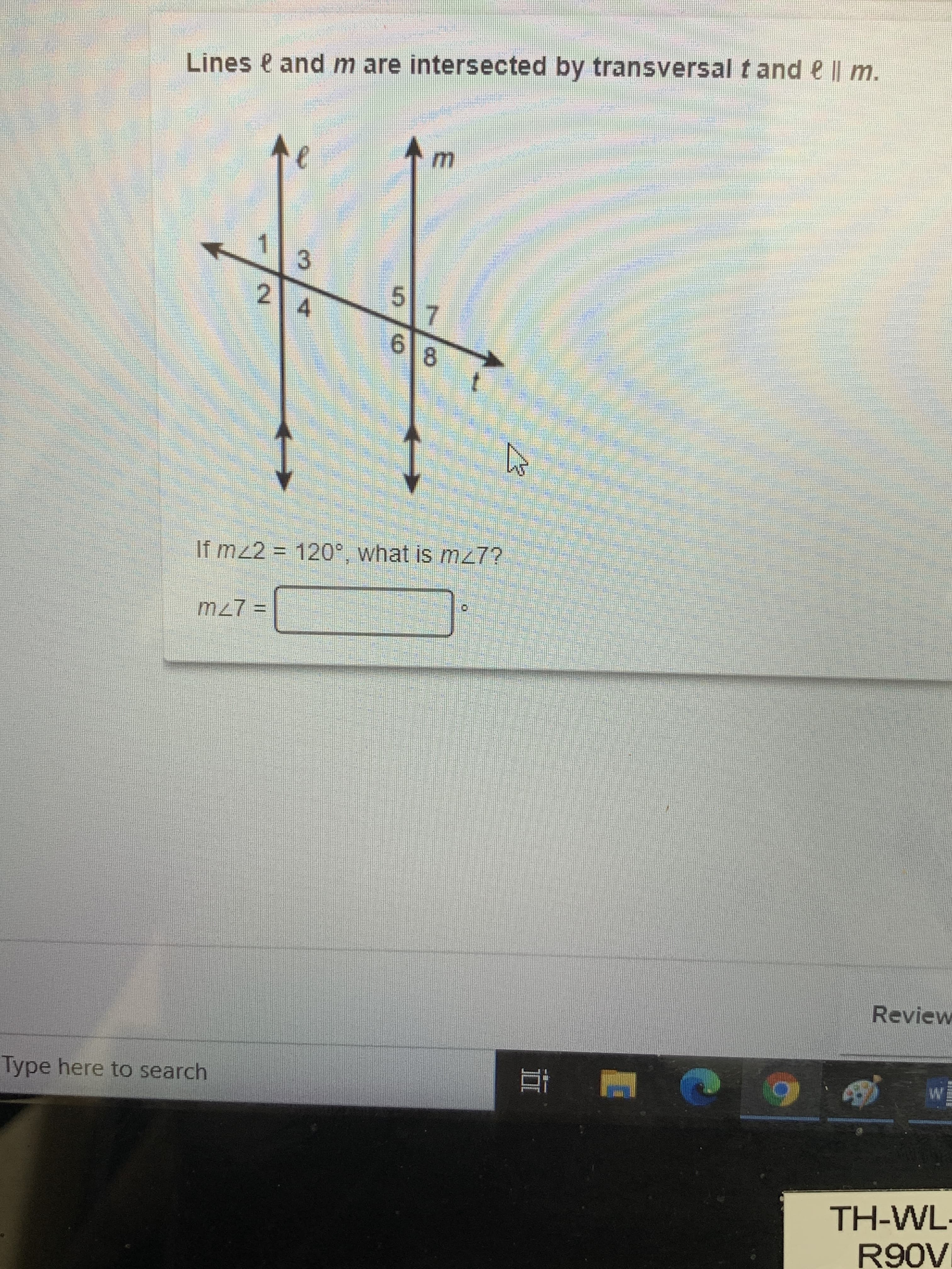 If mz2 = 120°, what is mz7?
