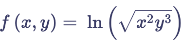 ƒ (x, y) = ln (₁
In (√x²y³)