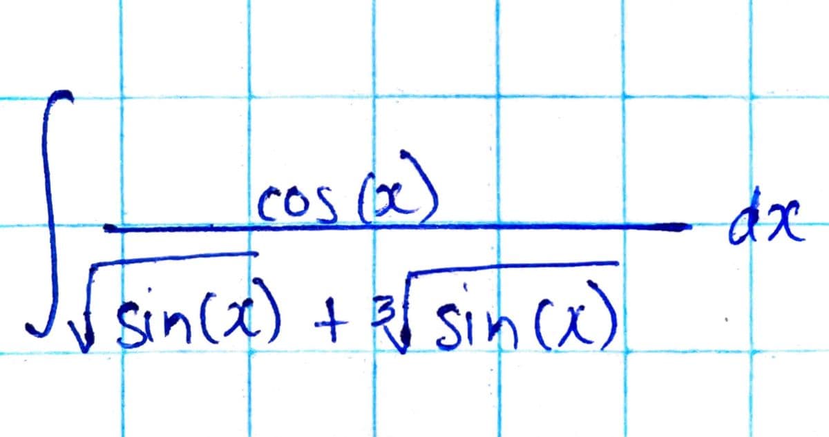 Som
cos (x)
sim (x) + 3√ sin(x)
dx