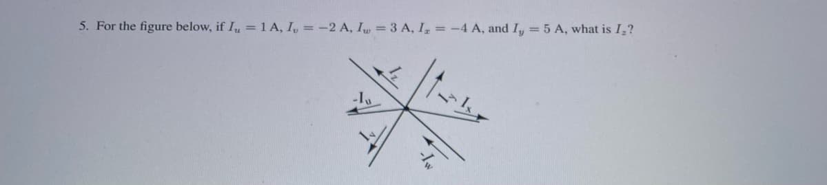 5. For the figure below, if I = 1 A, I, = -2 A, I = 3 A, I = -4 A, and I, = 5 A, what is I₂?