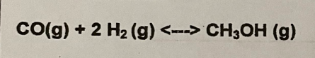 Co(g) + 2 H2 (g) <---> CH3OH (g)
