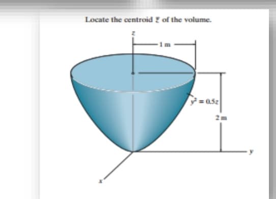 Locate the centroid z of the volume.
2m
