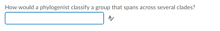 How would a phylogenist classify a group that spans across several clades?
