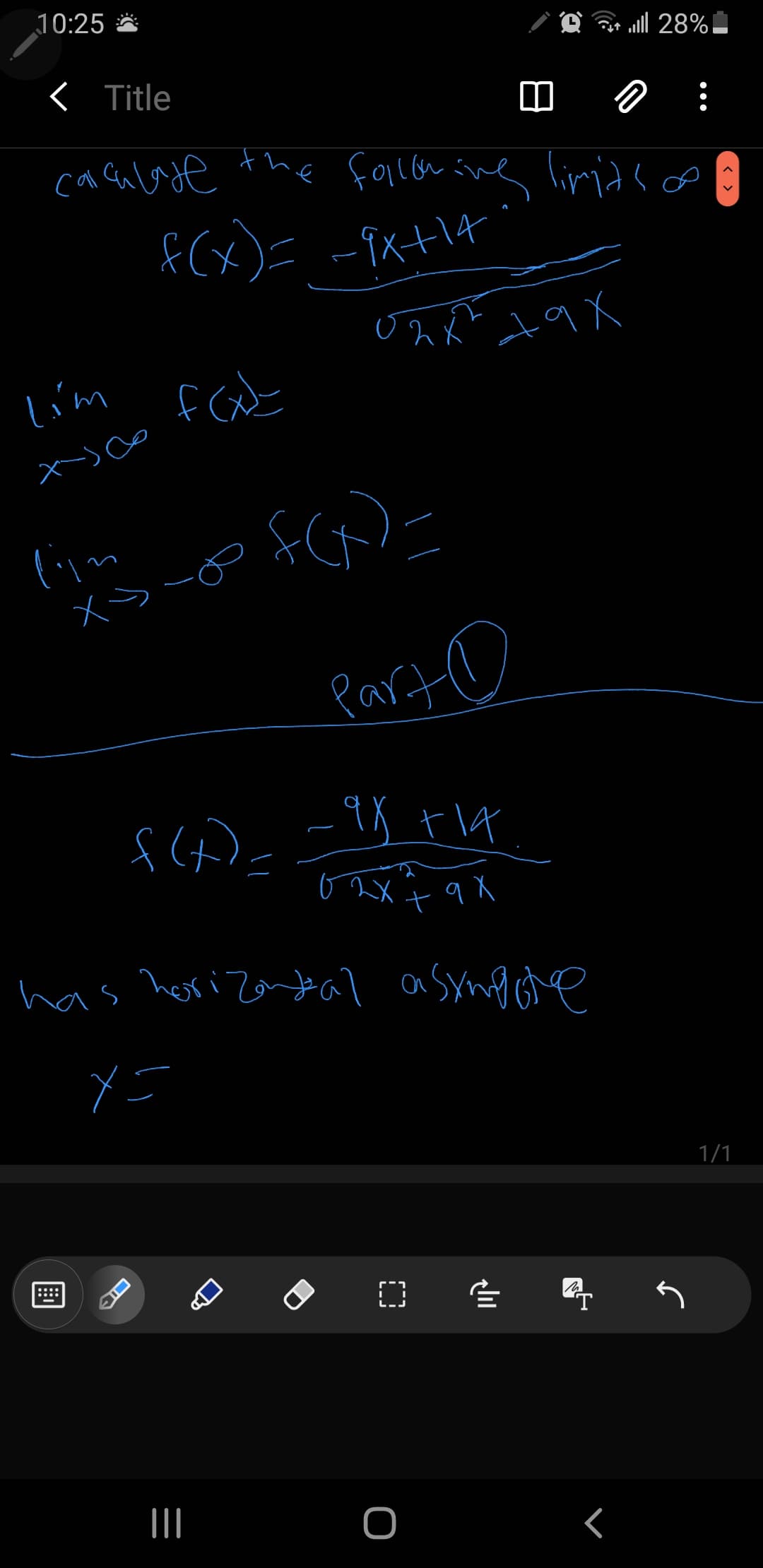 10:25
ll 28%
< Title
:
cal Gaulage the farcou ine limia s
t9X
fab
メラ
Parto
t 9 X
has heri Zanjeal asyng ole
Yニ
1/1
II
< >
