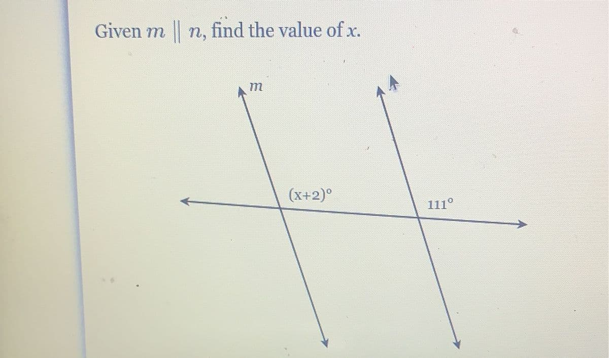 Given m || n, find the value of x.
(X+2)⁰
111º