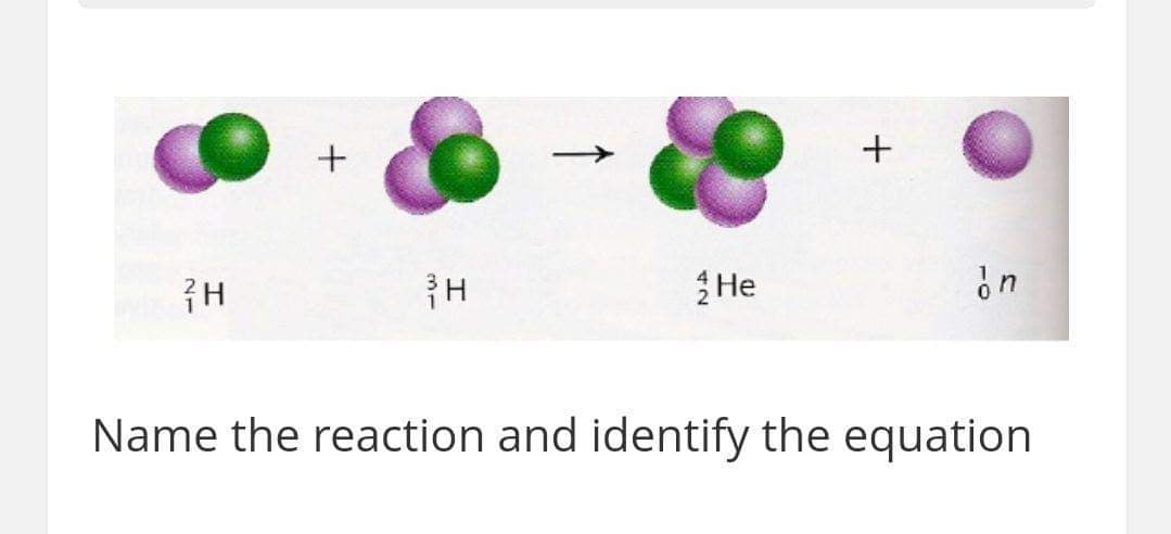 He
Name the reaction and identify the equation
