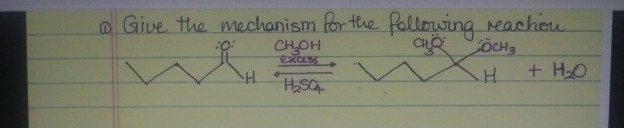 e Give the mechanism for the following reachou.
CHOH
exass
CHO
OCH3
+ H-O
