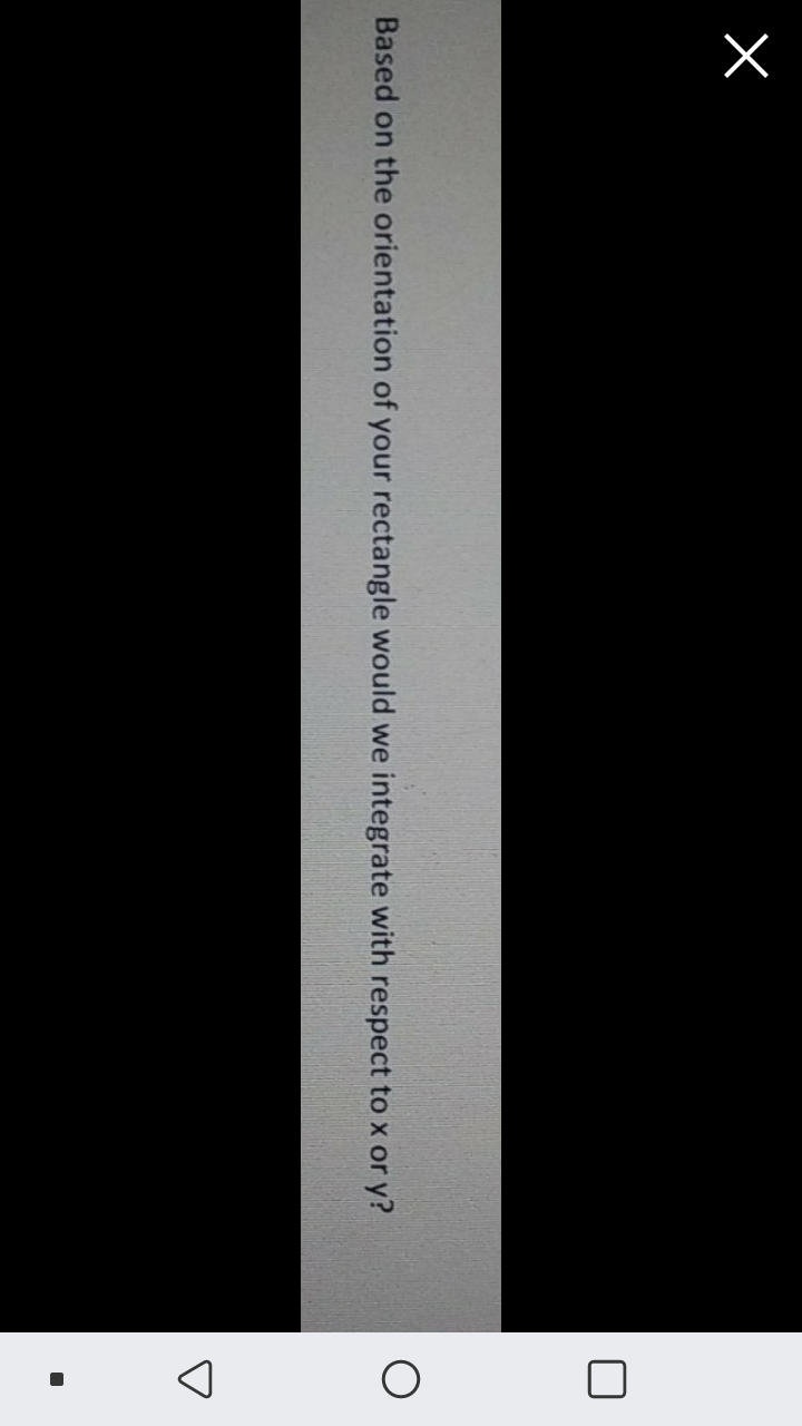 Based on the orientation of your rectangle would we integrate with respect to x or y?
