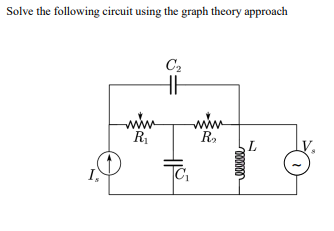 Solve the following circuit using the graph theory approach
C2
ww
R1
R.
