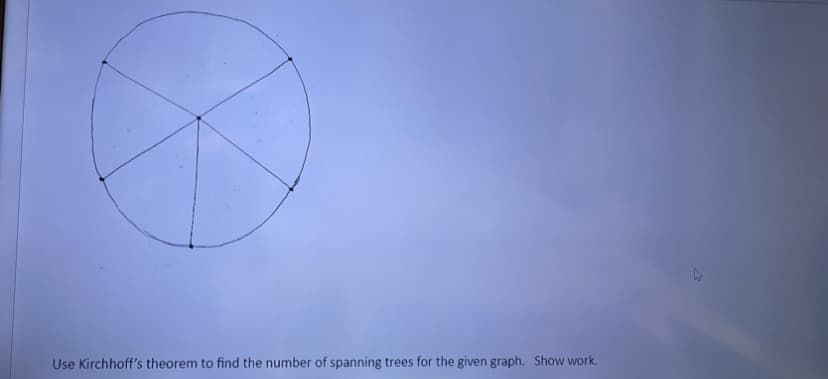 Use Kirchhoff's theorem to find the number of spanning trees for the given graph. Show work.
