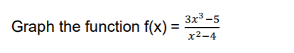 Зx3 -5
Graph the function f(x) =
%3D
х2-4
