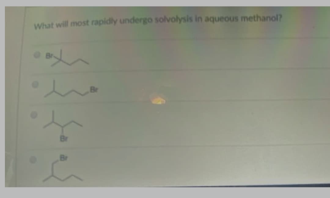 What will most rapidly undergo solvolysis in aqueous methanol?
