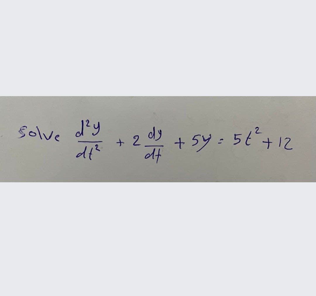 Solve
d'y
+ 2
df?
+5y:5t+12
%3D
