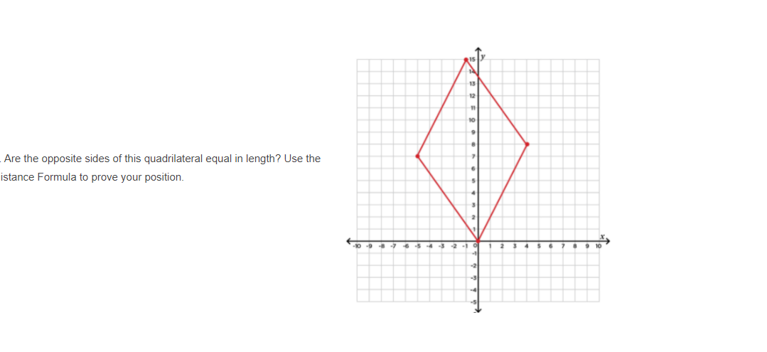 Are the opposite sides of this quadrilateral equal in length? Use the
istance Formula to prove your position.
910
