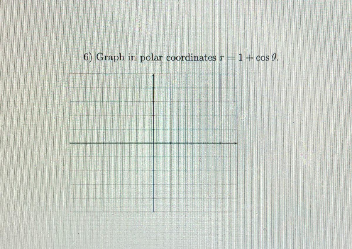 6) Graph in polar coordinates r= 1+ cos 0.
