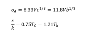 A = 8.33Vc¹/3 = 11.8Vb¹/3
E
k
0.75Tc 1.21Tb