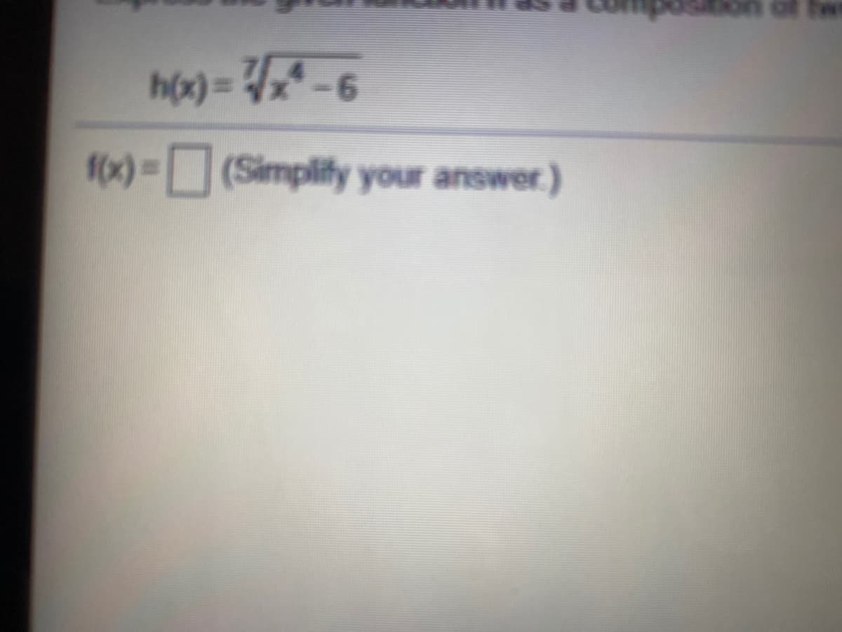h(x)=x-6
f0x) (Simplify your answer.)
