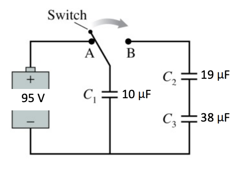 Switch
A
В
19 µF
95 V
C :
10 μF
C3 :
38 µF
