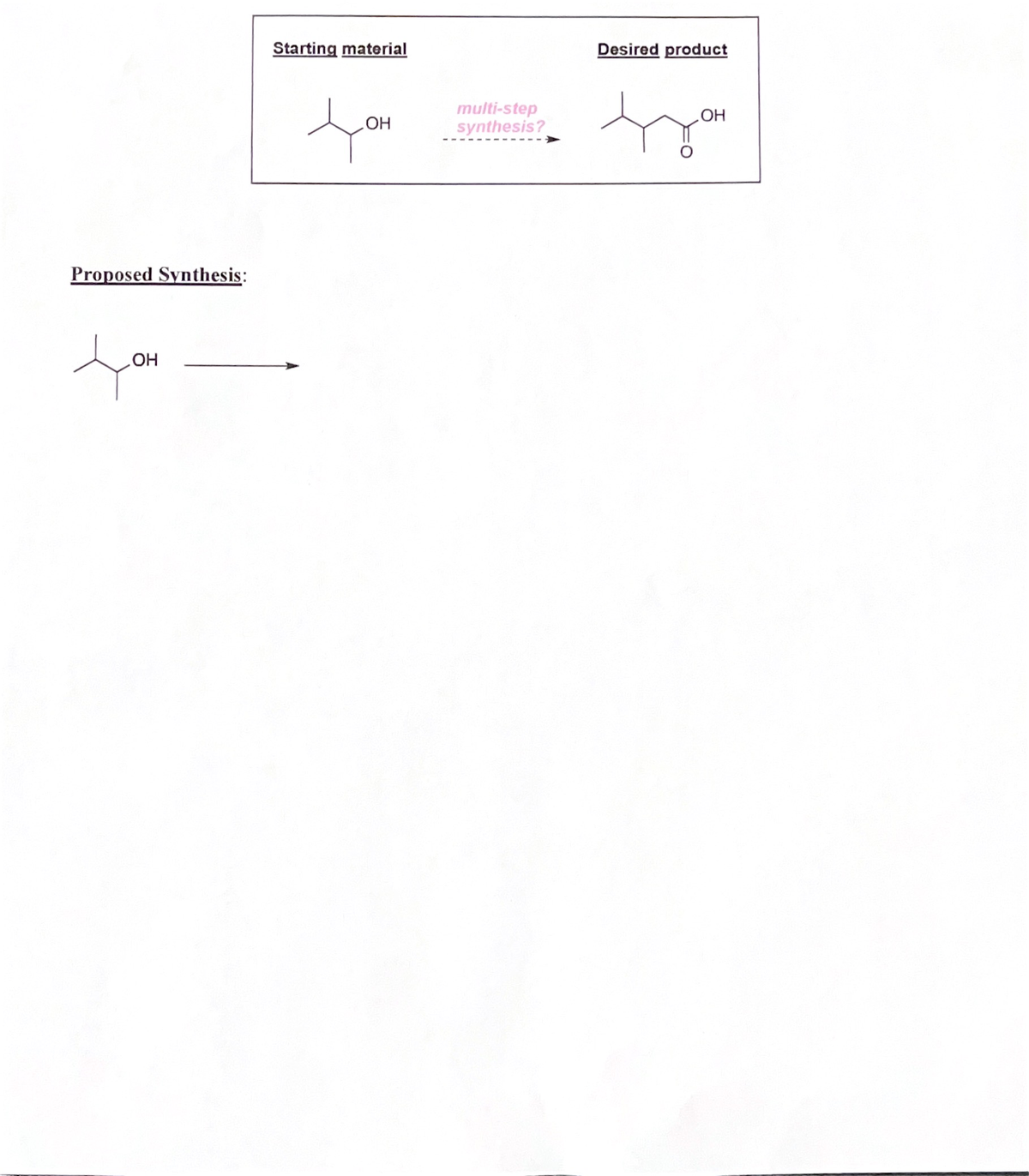 Starting material
Desired product
multi-step
synthesis?
HO
HO
Proposed Synthesis:
HO
