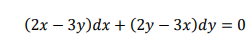 (2х — Зу)dx + (2у — 3x)dy %3D 0
=
