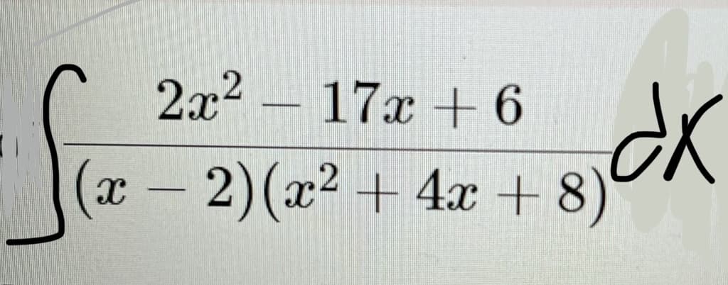 2x² - 17x + 6
(x − 2)(x² + 4x + 8)
S₁₂
8dx