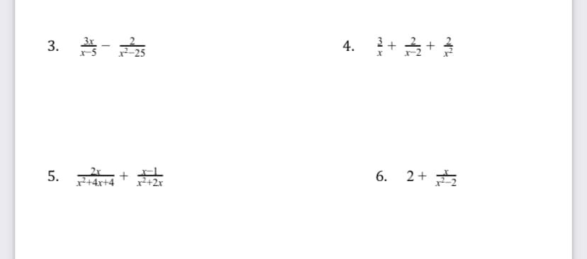 3x
모-25
5. +
6.
2+ 2
x²+4x+4
x²+2x
+
4.
