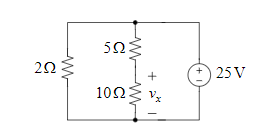 5Ω:
2Ω
25 V
10Ω
+
