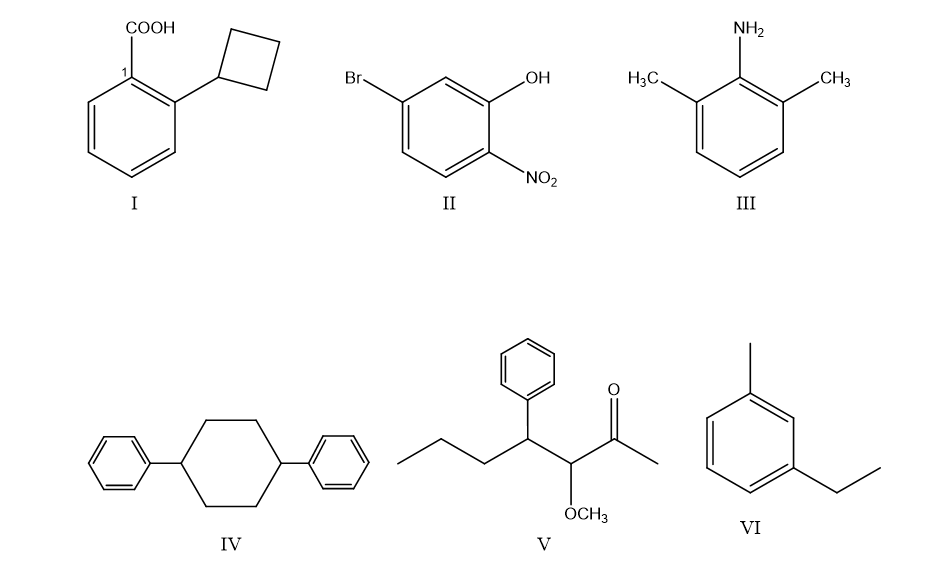 СООН
NH2
Br-
H3C,
CH3
HO
`NO2
I
II
III
ÓCH3
VI
IV
V
