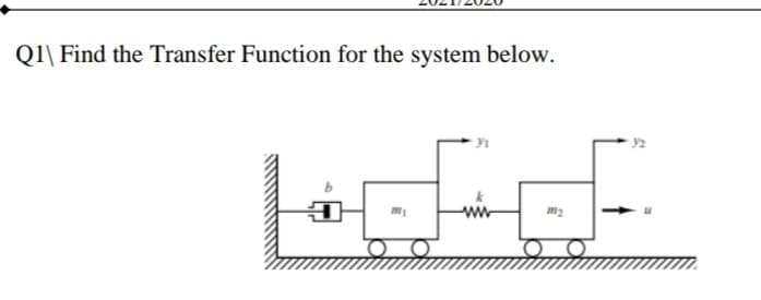 Q1\ Find the Transfer Function for the system below.
m
ww
