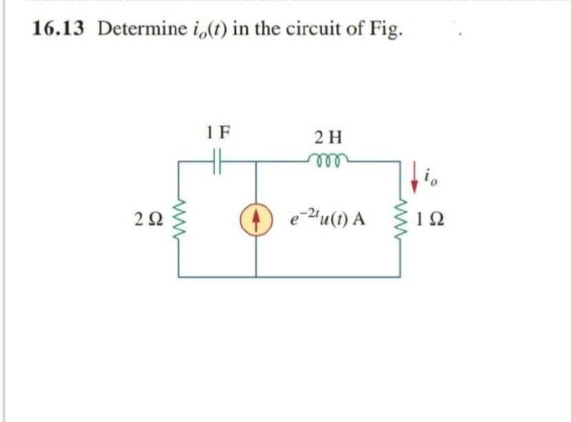 16.13 Determine i,(t) in the circuit of Fig.
1 F
2 H
ell
2Ω
A e-2u(t) A
1Ω
