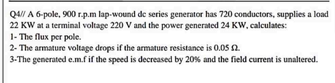 -p.m lap-wound dc series ge
voltage 220 V and the pow
