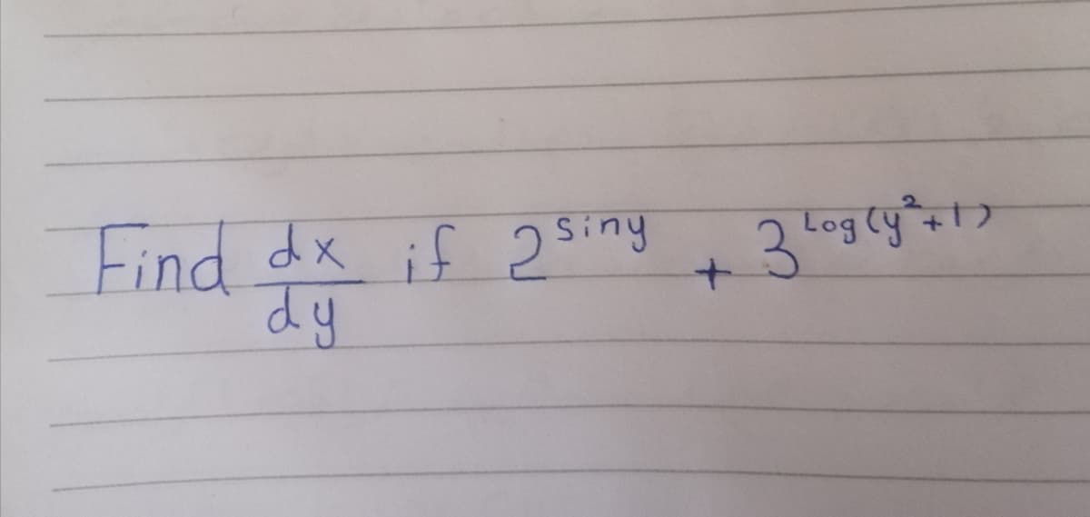 Find dx if 2 siny
dy
3 og (yt>
