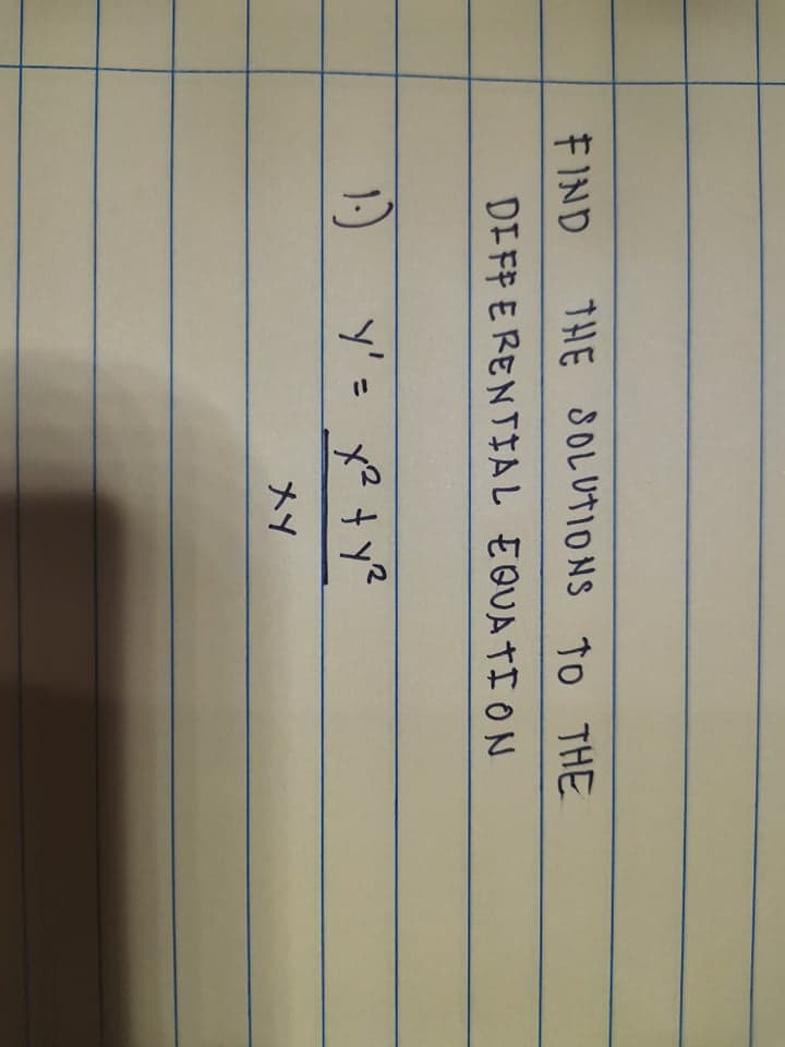 F IND
THE SOLUTIONS to THE
DEFF ERENTIAL EQUATI ON
y'= x² tyZ
メY
