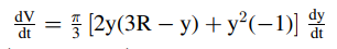 a = |2y(3R – y) + y°(-1)]
dV
%3D
dt
