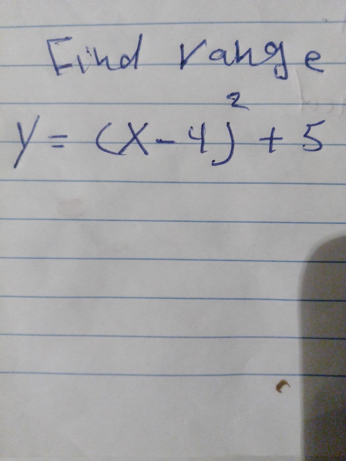 Find rahge
hod
of
y= CX-4) + 5
